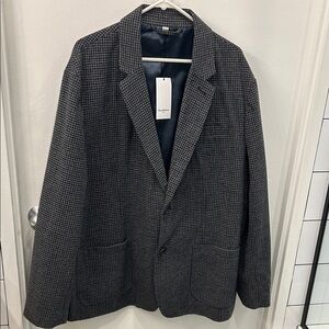 Goodfellow & Co Men's Black and Gray Patterned Blazer
